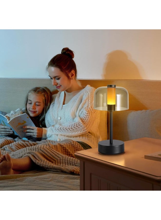 Effortless Glow Rechargeable LED Table Lamp – Touch Sensor Cordless Desk Light with 3 Brightness Levels, Warm White u0026 Neutral Light, USB/Battery Operated Portable Night Lamp for Bedroom, Bedside, Office, Restaurant, Hotel u0026 Bar Decor (Black) - Image 3