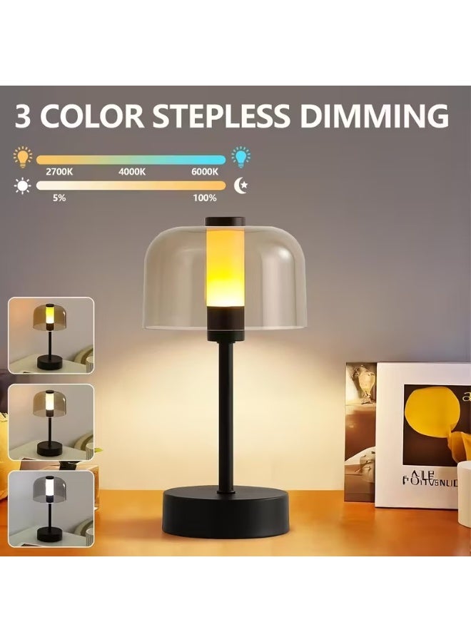 Effortless Glow Rechargeable LED Table Lamp – Touch Sensor Cordless Desk Light with 3 Brightness Levels, Warm White u0026 Neutral Light, USB/Battery Operated Portable Night Lamp for Bedroom, Bedside, Office, Restaurant, Hotel u0026 Bar Decor (Black) - Image 4