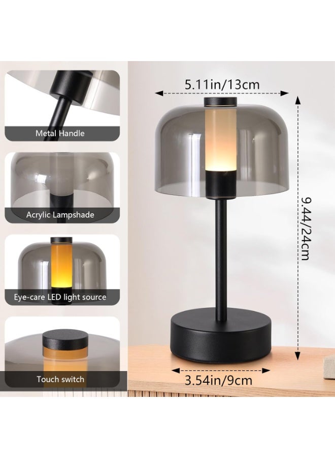 Effortless Glow Rechargeable LED Table Lamp – Touch Sensor Cordless Desk Light with 3 Brightness Levels, Warm White u0026 Neutral Light, USB/Battery Operated Portable Night Lamp for Bedroom, Bedside, Office, Restaurant, Hotel u0026 Bar Decor (Black) - Image 2