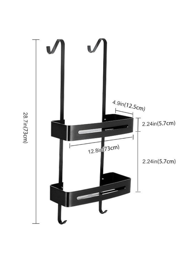 Forthcan Overdoor Shower Caddy – 2-Tier Aluminum Hanging Shower Rack with Hooks, Rustproof Bathroom Organizer with Suction Cups, Black - Image 2