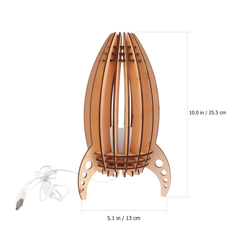 Wooden Rocket Night Lamp with Dimmer Switch for Bedroom Decor - Image 3