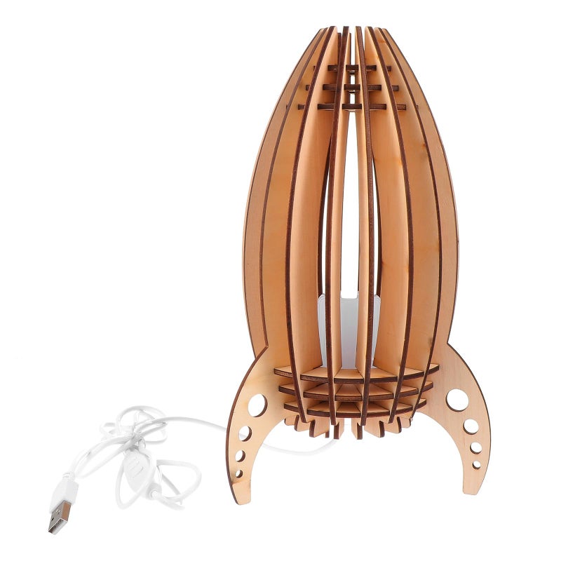 Wooden Rocket Night Lamp with Dimmer Switch for Bedroom Decor - Image 2