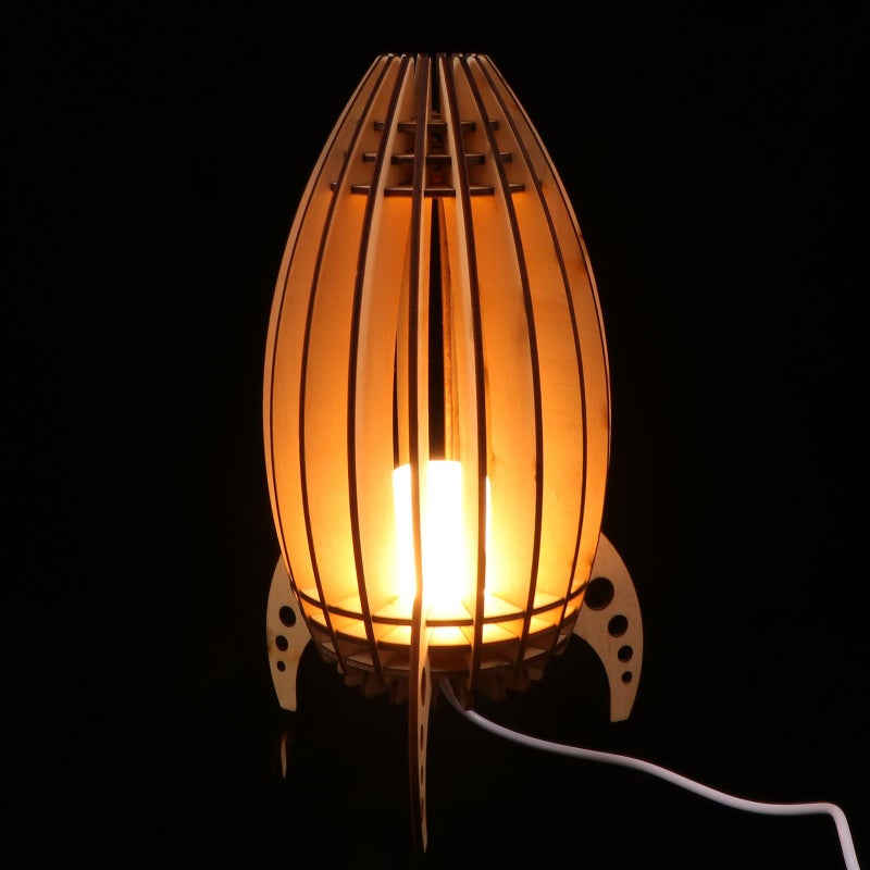 Wooden Rocket Night Lamp with Dimmer Switch for Bedroom Decor - Image 5
