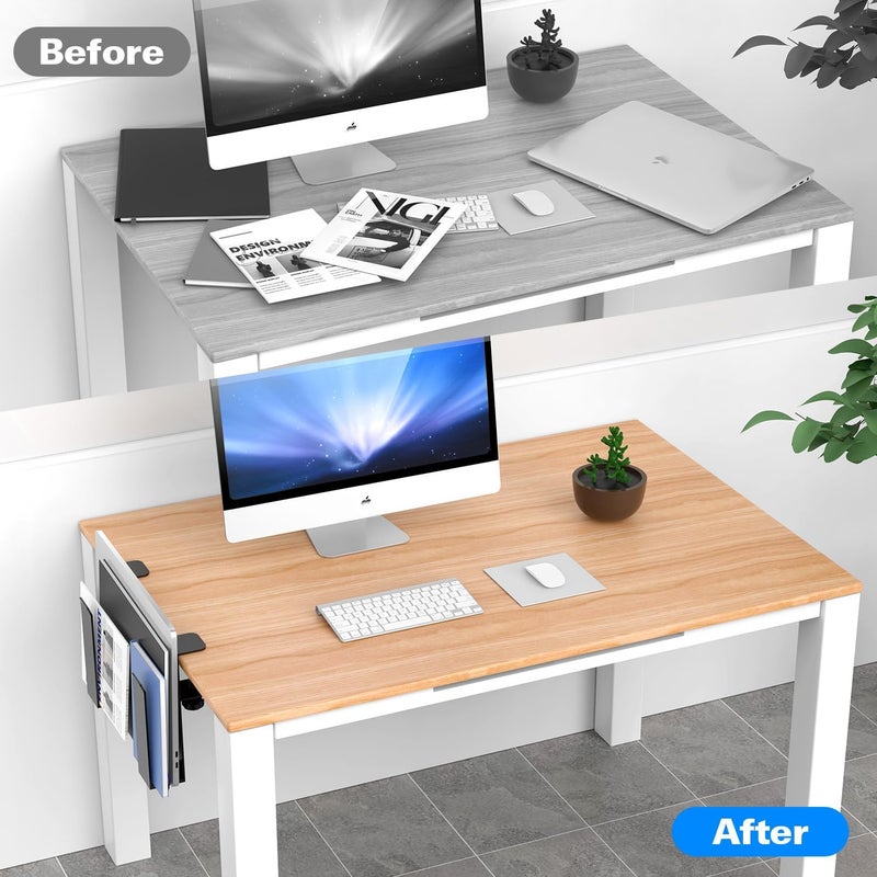 Adjustable Side Laptop Mount, No Drill Desk Storage Organizer, Metal Hanging Notebooks Holder, Punch-Free Clamp for MacBook Pro, Documents With Anti-Scratch Silicone - Image 3