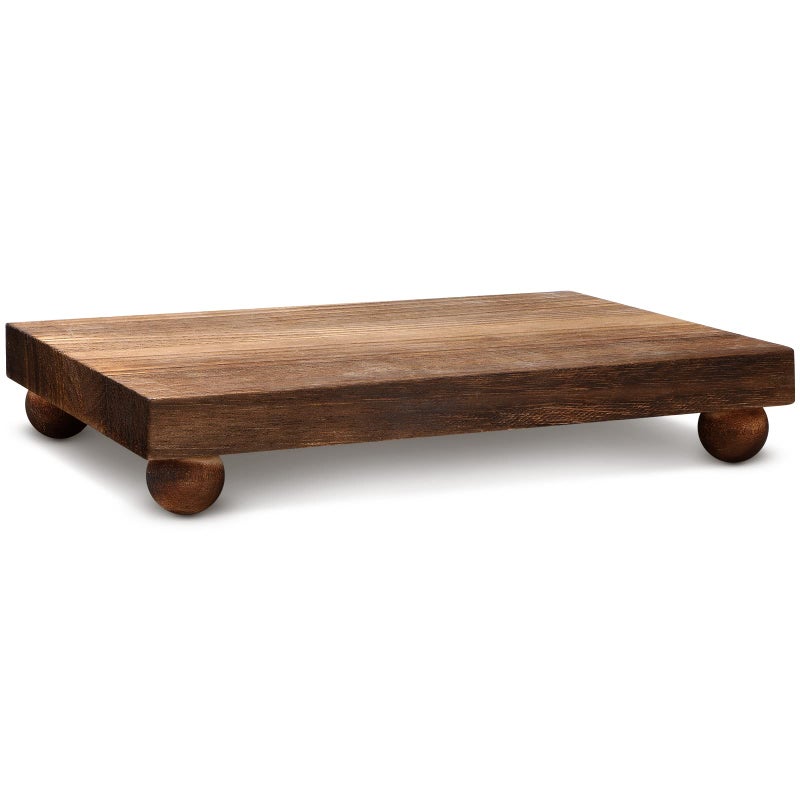 Amyhill Amyhill Wood Pedestal Stand Kitchen Soap Tray Farmhouse Wooden Riser Stand for Kitchen Bathroom Counter Table Decor Plant Candle Vases Display Dark Brown 9 x 6 Inch