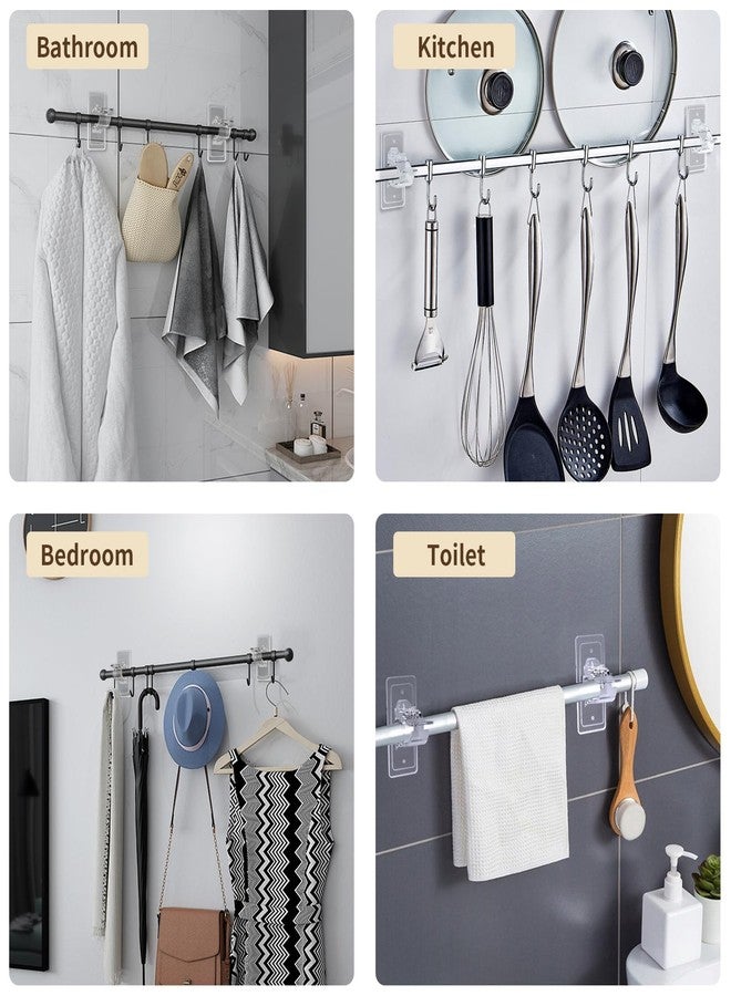 Hoople 6 PC No Drill Curtain Rod Brackets - Large Self Adhesive Curtain Rod Holder Hooks with Screws, 2 Install Methods, Nail Free Curtain Rod Hangers, Multipurpose Adhesive Hooks for Bathroom Bedroom - Image 5