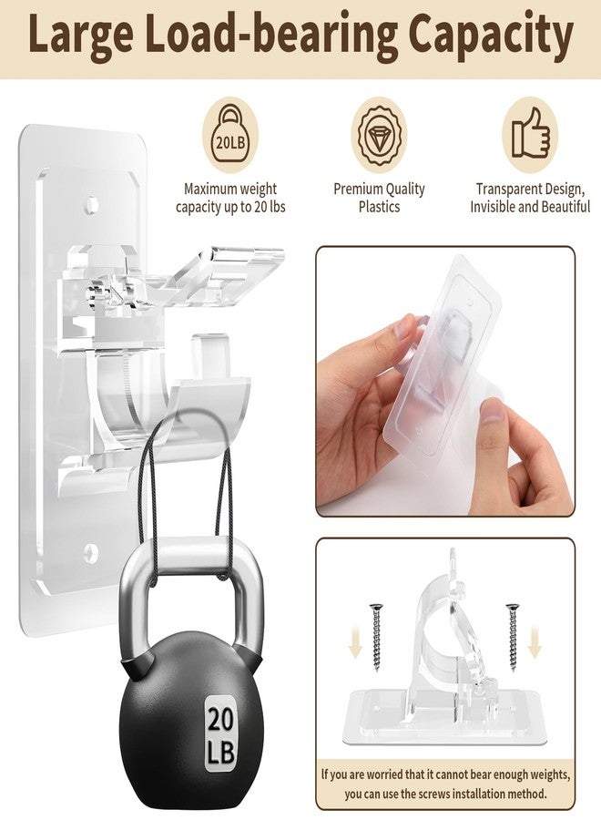 Hoople 6 PC No Drill Curtain Rod Brackets - Large Self Adhesive Curtain Rod Holder Hooks with Screws, 2 Install Methods, Nail Free Curtain Rod Hangers, Multipurpose Adhesive Hooks for Bathroom Bedroom - Image 3