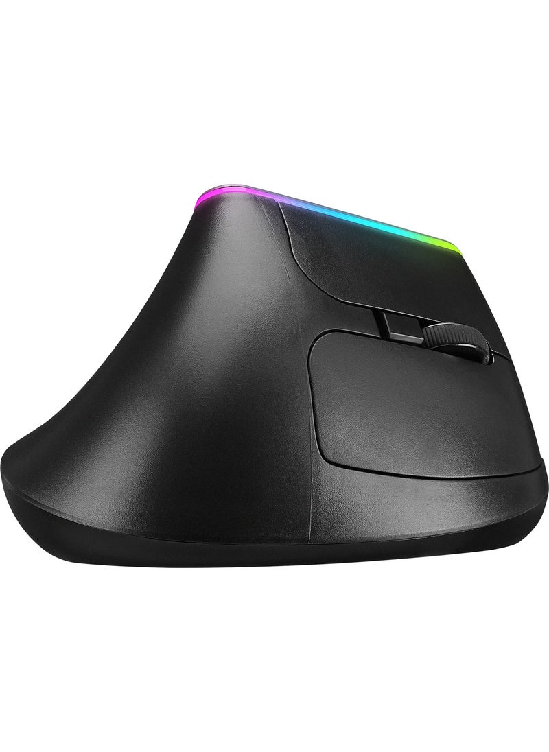 Everest SMW-618 RGB Lighted Ergonomic Vertical Grip Vertical Black Wireless Mouse  - Image 2
