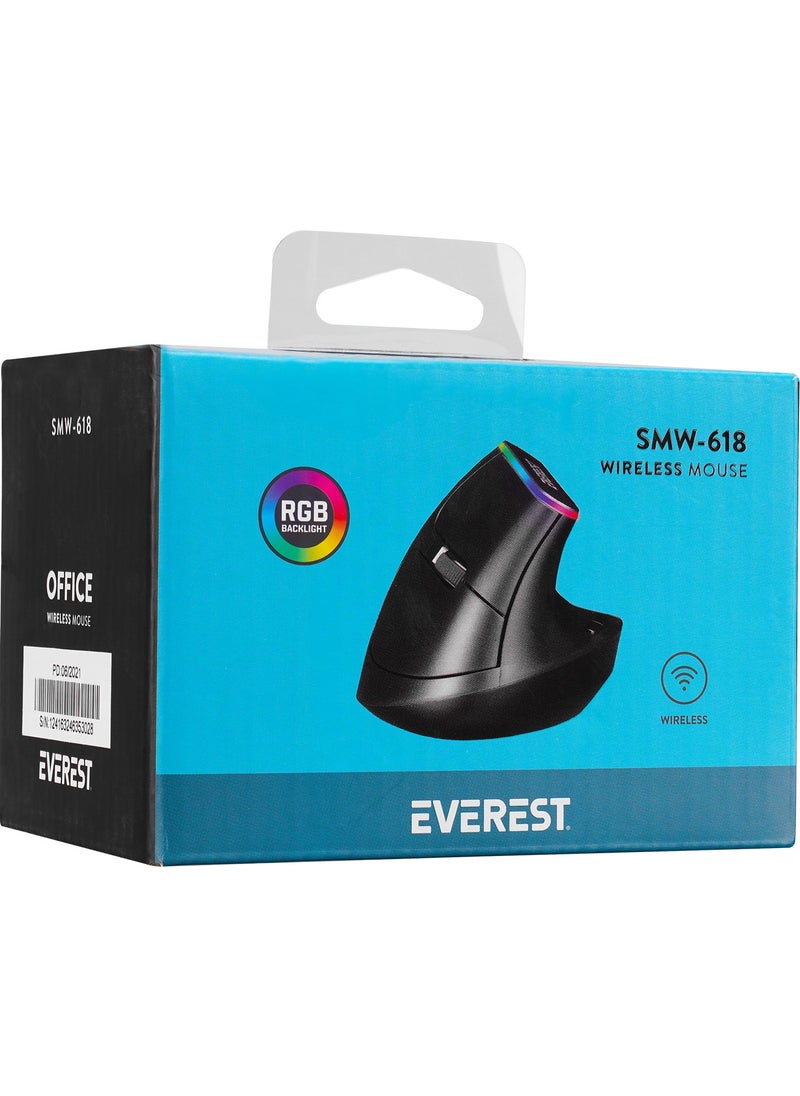 Everest SMW-618 RGB Lighted Ergonomic Vertical Grip Vertical Black Wireless Mouse  - Image 4