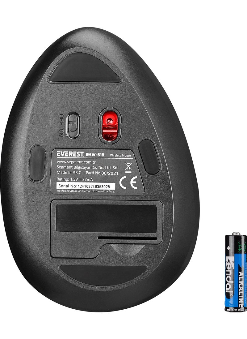 Everest SMW-618 RGB Lighted Ergonomic Vertical Grip Vertical Black Wireless Mouse  - Image 3