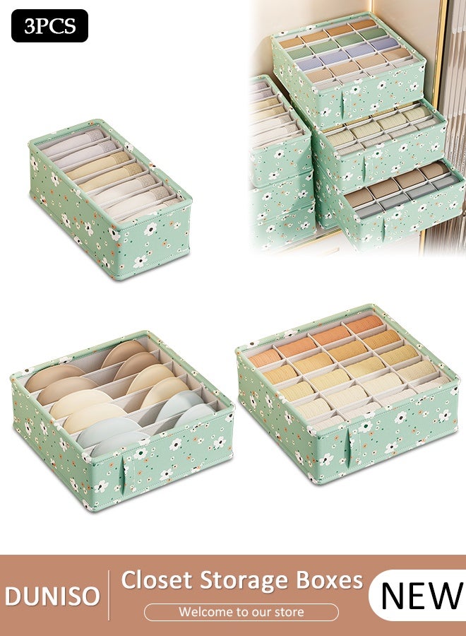 DUNISO 3 قطع منظم ملابس خزانة الملابس، جورب داخلي، منظم أدراج، فواصل خلية قابلة للطي، منظمات خزانة ملابس وصناديق تخزين للملابس، ملابس الأطفال، حمالة الصدر، اللباس الداخلي، الوشاح، العلاقات - Image 1