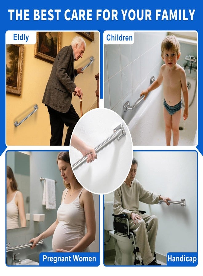 Raemnaky Bathroom Grab Bars Stainless Steel Handrail ADA Compliant 500lbs bathtubs and Showers Toilet Handle Safety for Handicap, Elderly, Disabled, Injury (12 inches) - Image 4