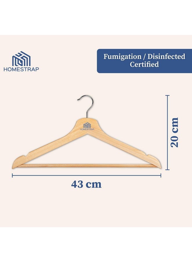 Homestrap Premium Round Bar Wooden Hanger (Pack of 20)| Durable Wooden Garment Hangers with Cut Notches & 360 Degree Swivel Chrome Hook for Hanging Heavy Clothes - Image 2