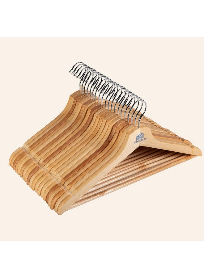 Homestrap Premium Round Bar Wooden Hanger (Pack of 20)| Durable Wooden Garment Hangers with Cut Notches & 360 Degree Swivel Chrome Hook for Hanging Heavy Clothes - Image 1