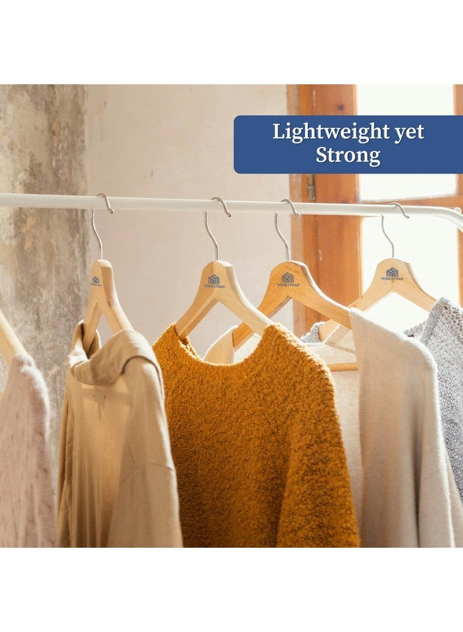 Homestrap Premium Round Bar Wooden Hanger (Pack of 20)| Durable Wooden Garment Hangers with Cut Notches & 360 Degree Swivel Chrome Hook for Hanging Heavy Clothes - Image 3