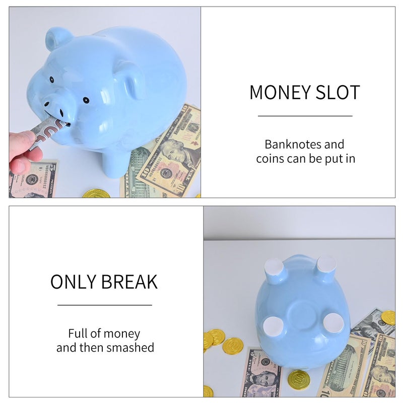 PIG WORLD 8Ceramic Piggy Bank for Adults Must Break to Open Girls Piggy Bank for Boys Money Box for Cash Gift Coin Bank Tip Jar Alcancias De Dinero para Adultos Nios Piggy Bank for Kids Cash - Image 2