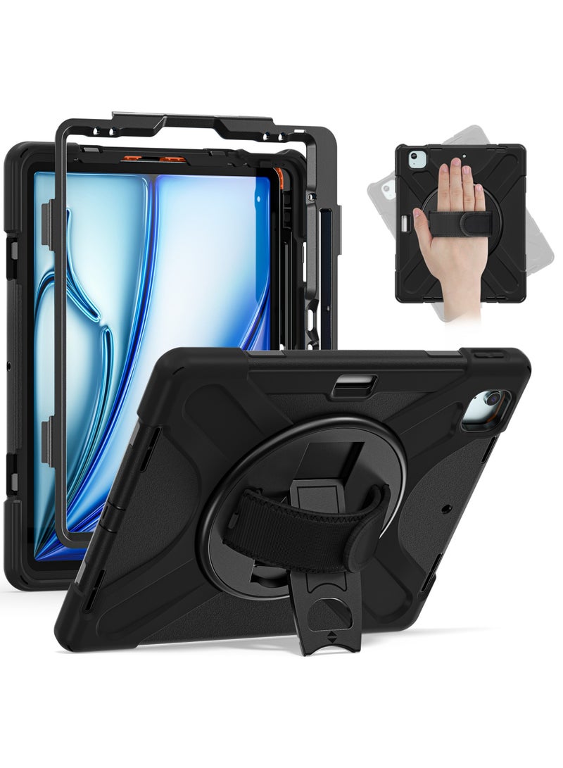 روك بو حالة من iPad Air 13 بوصة M3 2025/AIR 13 بوصة M2 2024 ، Case for iPad Pro 12.9 بوصة 6th 2022/5th 2021/4th 2020/3rd 2018 مع حزام يد قلم رصاص 360 دوارة للهواء 13 بوصة و iPad Pro 12.9 بوصة - Image 1
