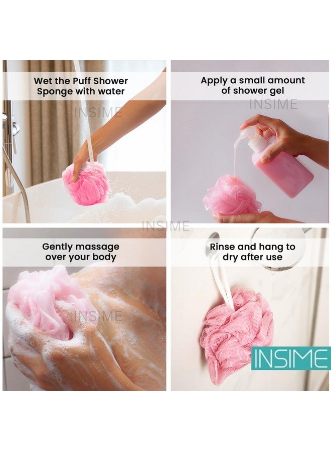 INSIME Body Loofah For Bathing For Women Men Kids (Pack Of 4)|Extra Soft Bath Sponge For Bathing & Loofah For Women Men|Body Wash Bath Scrubber For Bathing|Exfoliating Bathing Scrub Lofas - 60G - Image 3