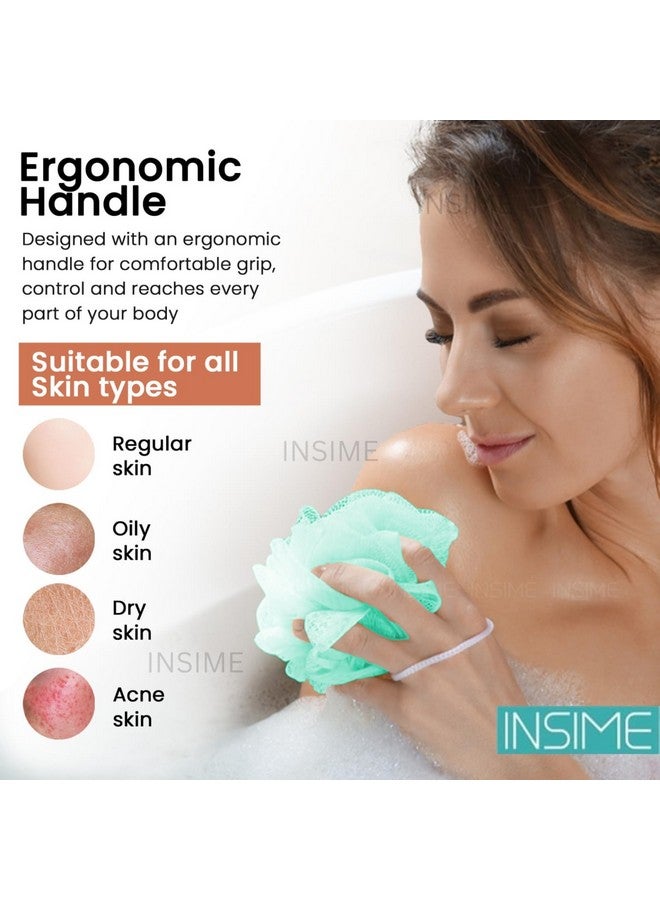 INSIME Body Loofah For Bathing For Women Men Kids (Pack Of 4)|Extra Soft Bath Sponge For Bathing & Loofah For Women Men|Body Wash Bath Scrubber For Bathing|Exfoliating Bathing Scrub Lofas - 60G - Image 4