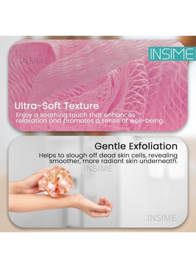 INSIME Body Loofah For Bathing For Women Men Kids (Pack Of 4)|Extra Soft Bath Sponge For Bathing & Loofah For Women Men|Body Wash Bath Scrubber For Bathing|Exfoliating Bathing Scrub Lofas - 60G - Image 2