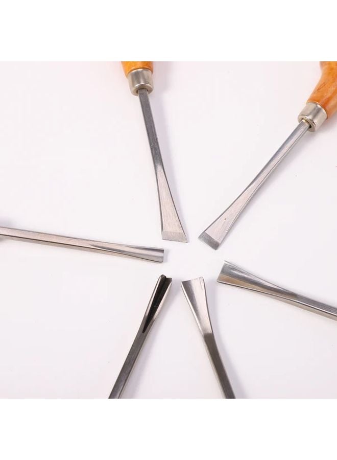6pcs Wood Carving Chisel Set High Carbon Steel Engraving Tools For DIY Woodworking - Image 3
