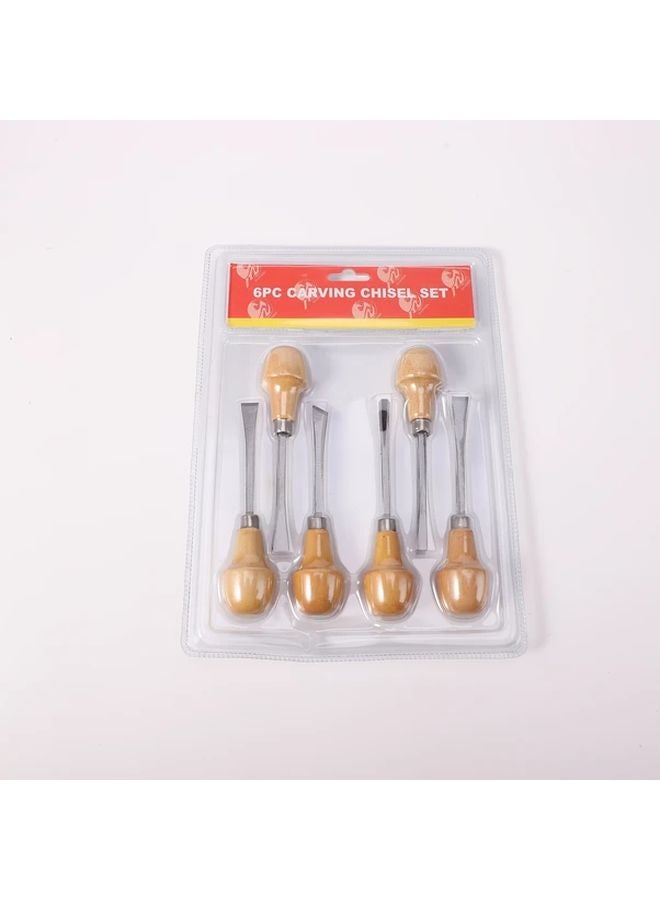 6pcs Wood Carving Chisel Set High Carbon Steel Engraving Tools For DIY Woodworking - Image 1
