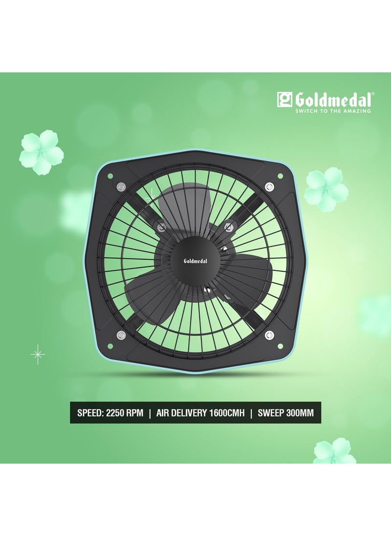 GOLD MEDAL Goldmedal Havoc Plus 300 MM Ventilation Fan for Kitchen Bathroom and Office with Strong Air Suction Cutout Size 300 mm Grey  - Image 4