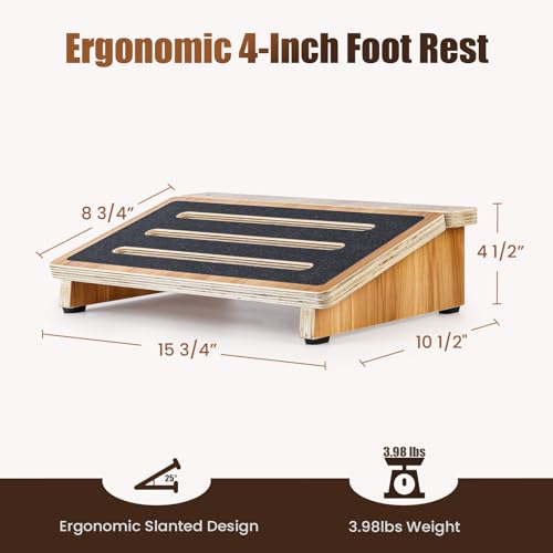 StrongTek Ergonomic Foot Rest Support, Under Desk Footrest, Non-Slip Foot Stool, 4" High, Improve Posture, Reduce Fatigue & Pain, 300lbs Capacity, Ideal for Office & Gaming, Enhance Health and Comfort - Image 3