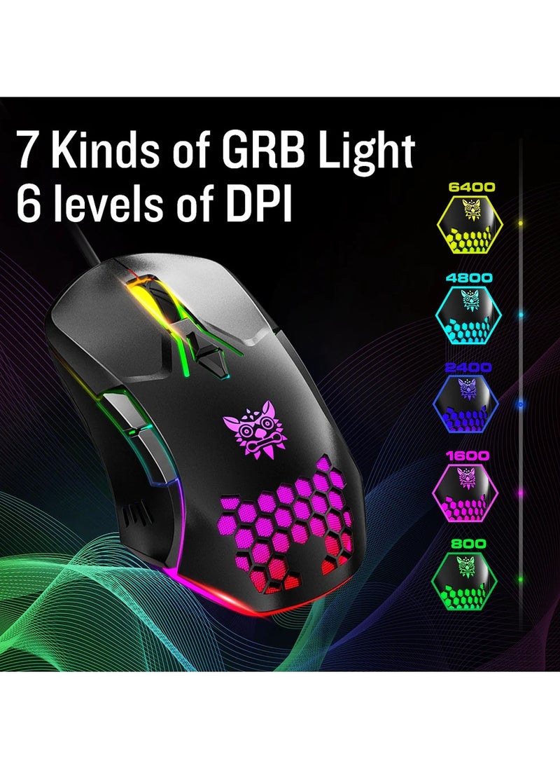 أونيكوما - Onikuma - ماوس ألعاب CW902 RGB مزود بـ 7 أوضاع DPI اسود - Image 1