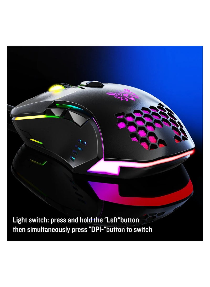 أونيكوما - Onikuma - ماوس ألعاب CW902 RGB مزود بـ 7 أوضاع DPI اسود - Image 1