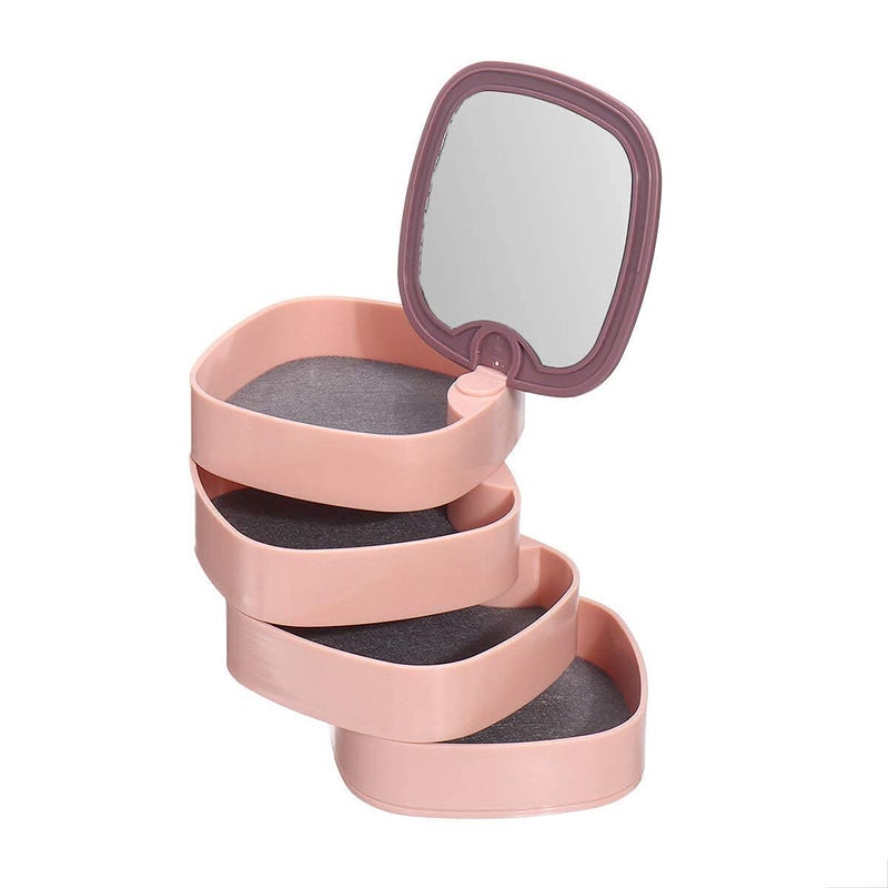 Gnanex 4 Layer Accessory Storage Box Jewelry Organizer Box with Mirror 360 Degree Rotating Jewelry Organizer Box Multicolor - Image 2
