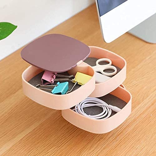 Gnanex 4 Layer Accessory Storage Box Jewelry Organizer Box with Mirror 360 Degree Rotating Jewelry Organizer Box Multicolor - Image 4