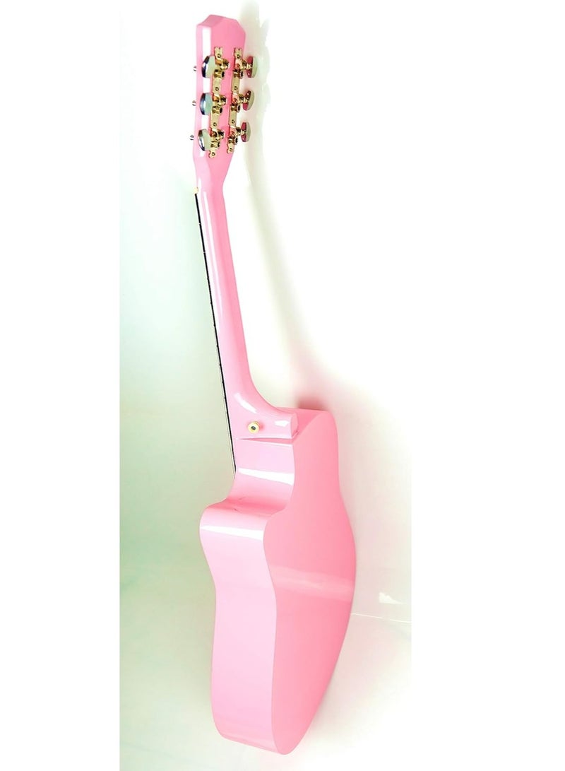 Mike Music 38 Inch Acoustic Guitar for Beginner Adult Teen, Full Size Guitar Acoustic 6-Strings Acoustic Guitar Set With Accessories Gig Bag, Picks, Right Hand, Glossy Pink  - Image 3