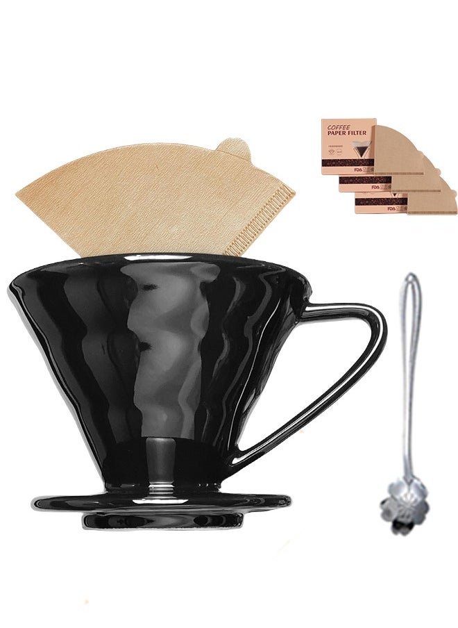 V01 ceramic hand brewed coffee filter cup + 1 spoon + 3 boxes of coffee filter paper brewing home office cafe aroma brewer black - pzsku/Z1732D93749DADB52EA2CZ/45/_/1730876726/fc888785-fa60-41ef-ba2b-0941f908bd81