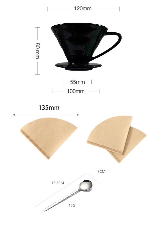 V01 ceramic hand brewed coffee filter cup + 1 spoon + 3 boxes of coffee filter paper brewing home office cafe aroma brewer black - pzsku/Z1732D93749DADB52EA2CZ/45/_/1730876736/85a8cae3-3176-4797-94bb-e551c0d1db37