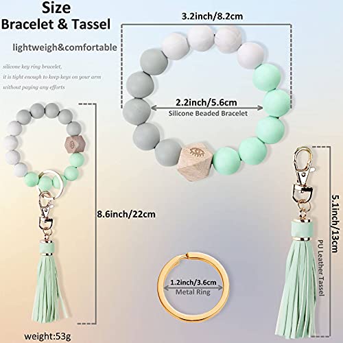 BIHRTC Silicone Key Ring Bracelet Beaded Keychain House Car Key Ring Holder Circle Wrist Bracelet Keychain Bangle Round Circle Keyring for Women Girls - Image 2