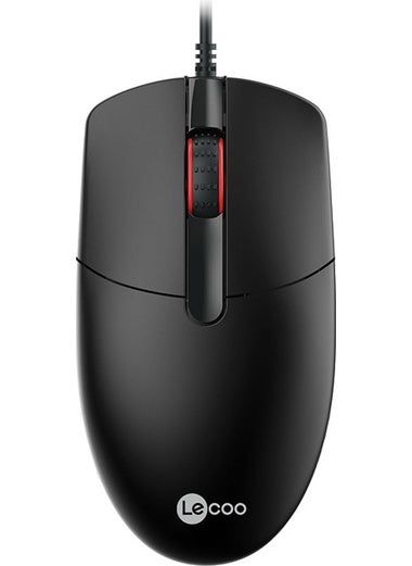 lecoo Lenovo MS103 USB Wired 1000DPI Optical Mouse with Buttons Black  - Image 1