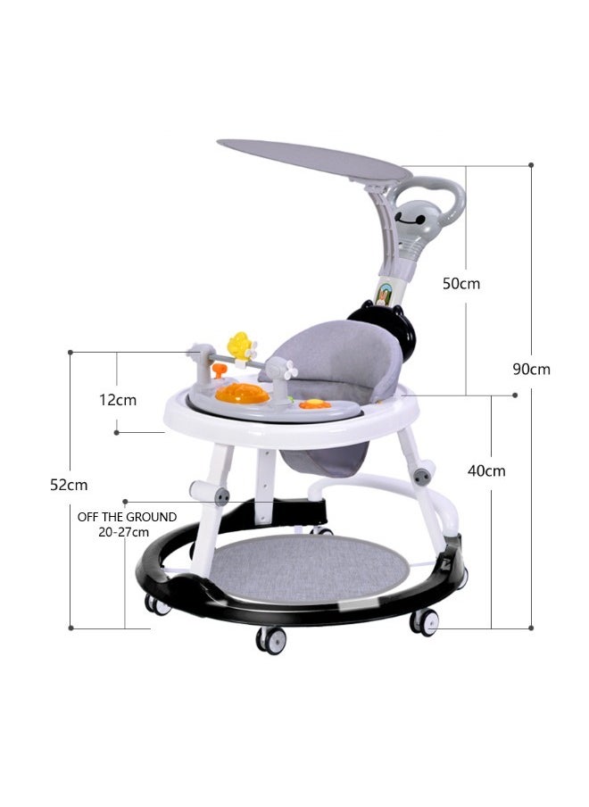 oldlaiben Baby Walker with Wheels, 3-in-1 Foldable Baby Walker, Activity Center with Mute Wheels Anti-Rollover, 6-Position Height Adjustable Foldable Baby Walker for Boys and Girls from 6-18 Months with Footrest（Grey）  - Image 2