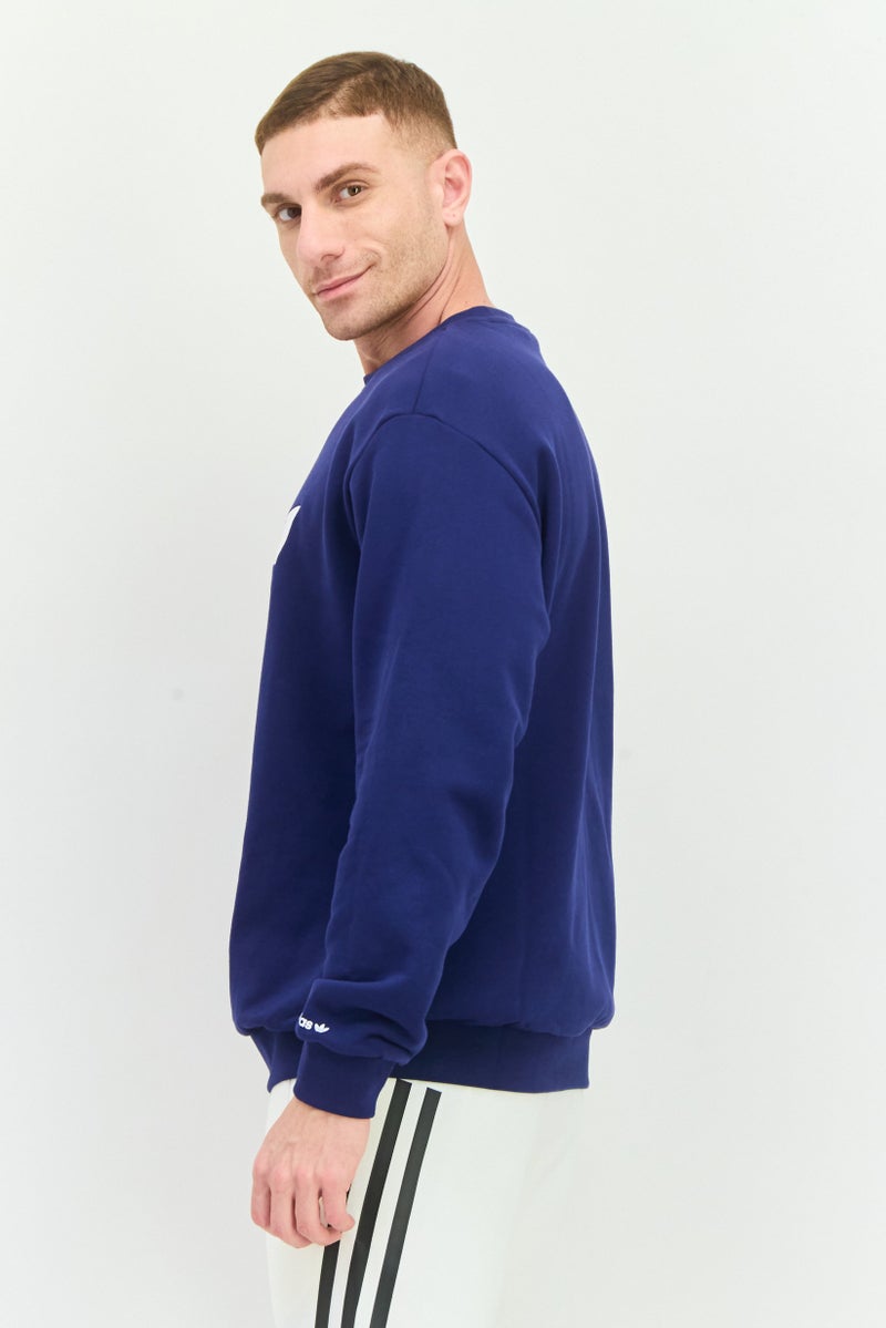 adidas Originals Men Sportswear Fit Long Sleeves Outdoor Sweatshirt, Navy - Image 3