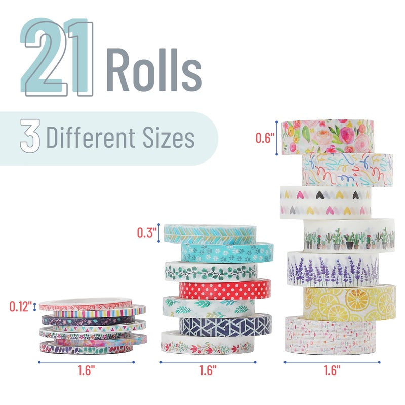 Mr. Pen- Washi Tape Set, 21 Rolls, Decorative Cute Floral Washi Tape for Bible Journaling, Bullet Journal Supplies - Image 2