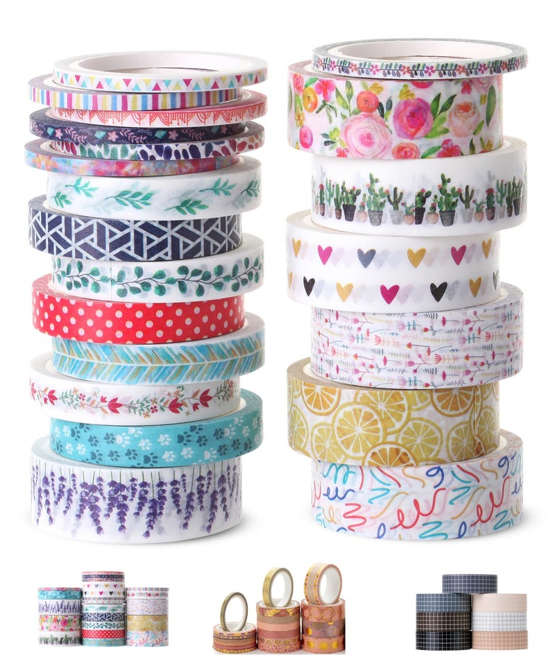 Mr. Pen- Washi Tape Set, 21 Rolls, Decorative Cute Floral Washi Tape for Bible Journaling, Bullet Journal Supplies - Image 1