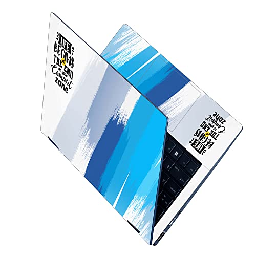 Finearts Full Body Laptop Skin Upto 15.6 inch Sticker Compatible for Dell/HP/Lenovo/Acer/Sony All Laptop Size Upto 14 to 15.6 Inch - Life Begins Blue Brush Stroke - Image 1