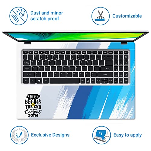 Finearts Full Body Laptop Skin Upto 15.6 inch Sticker Compatible for Dell/HP/Lenovo/Acer/Sony All Laptop Size Upto 14 to 15.6 Inch - Life Begins Blue Brush Stroke - Image 3