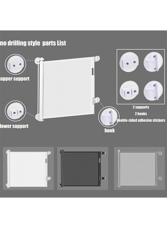 Retractable Baby Gate, Baby Gate for Smooth Wall No Drilling, Adjustable Width and Height, Pet Gate for Doorway, Staircase, Indoor, Outdoor(White 59 x 34) - Image 3