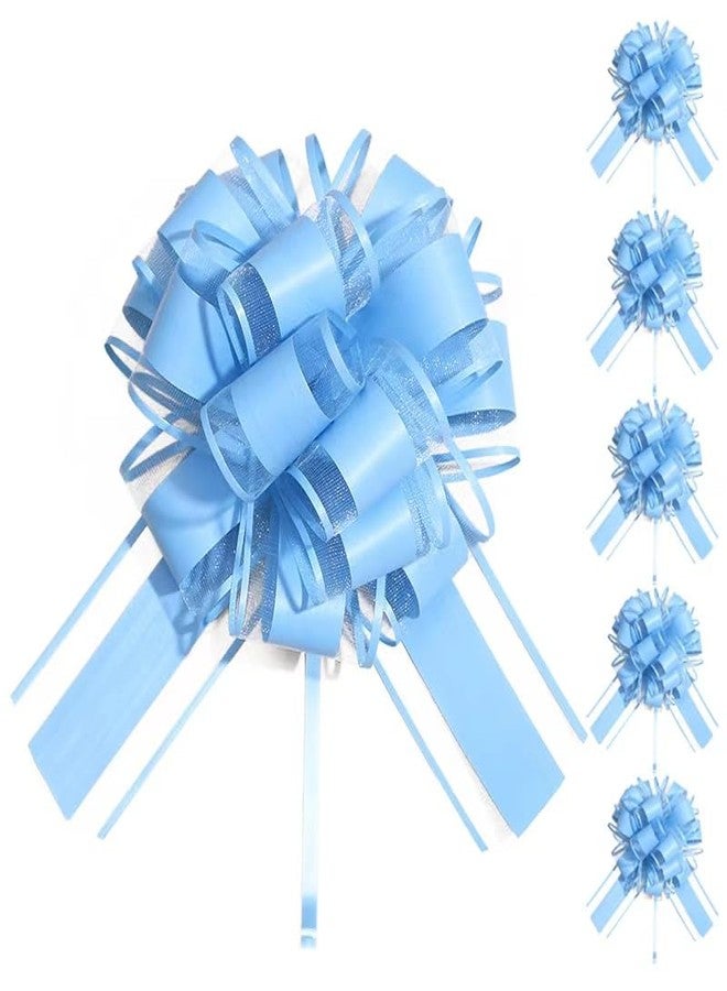 Dladhict 6 PCS Large Pull Bows,Bow for Gift Wrapping,Gifts Decorations,6″ Party Wedding Ribbon Bows for Wrapping Boxes or Flower Decorations,Presents or Christmas Tree (Blue) - Image 1