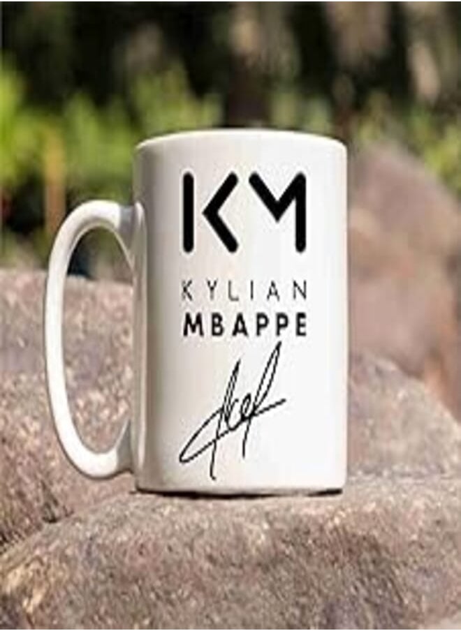Generic - Kylian Mbappé Autograph Printed Mug White Tea Milk and Coffee Cup and Mug Made of Ceramic-11 oz (350ml) Ideal and Sweet Gift and Return Gift Choice for Kids Friends Brother Sister Son Daughter - Image 1
