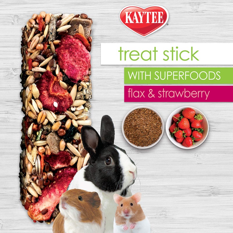 Kaytee Small Animal Treat Stick with Superfoods, Strawberry & Flax Seed, 5.5 oz - Image 2