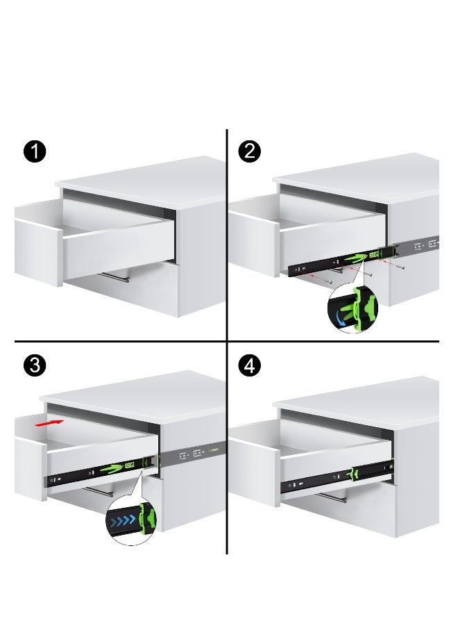 Generic - 2Pcs Drawer Slides, Soft Close Full Extension Drawer Runners 3 Folds Thicker Stainless Steel Ball Bearing Slides Cabinet Rails Track (350mm) - Image 1
