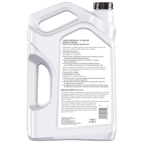 Shell Rotella T1 Conventional SAE 30 Diesel Engine Oil (CF-2/SL, 1-Gallon, Single) - Image 2