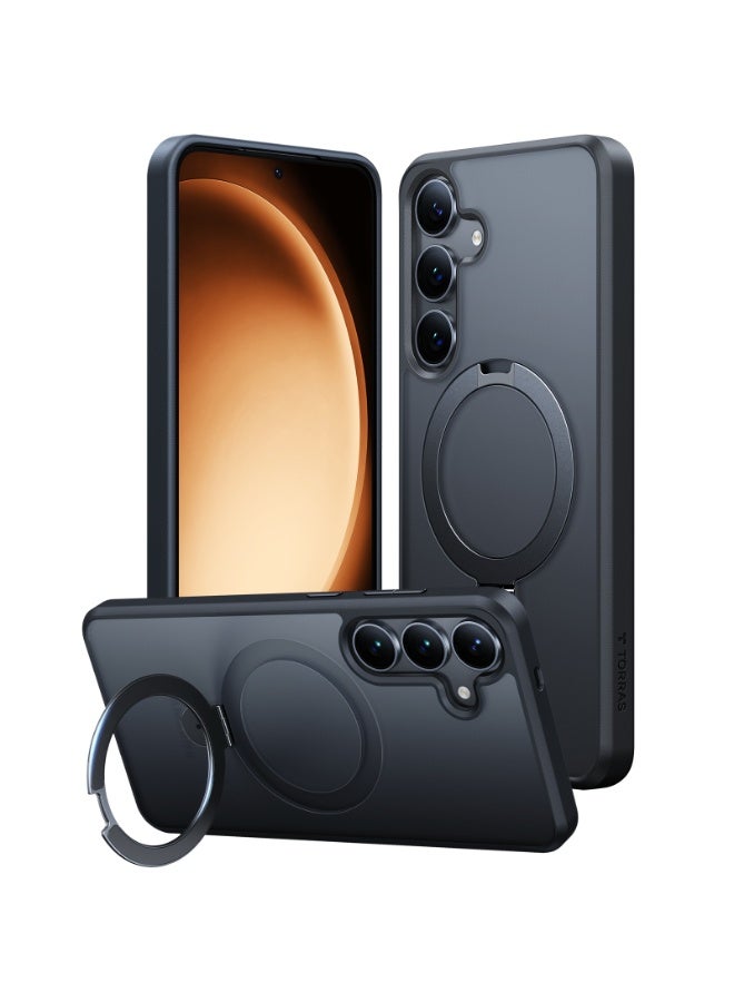 Magnetic Ostand for Samsung Galaxy S24 Plus Case 6.7", [Mil-Grade Drop Tested][Compatible with MagSafe][Build in Kickstand] Shockproof Slim Protective for S24+ Case, Translucent Black Black - Image 2